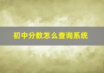 初中分数怎么查询系统