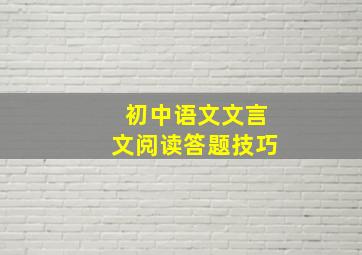 初中语文文言文阅读答题技巧