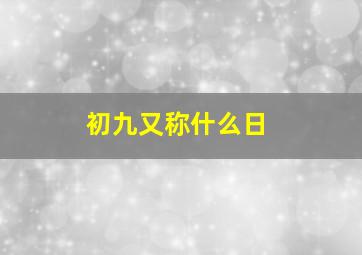 初九又称什么日