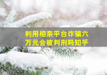 利用相亲平台诈骗六万元会被判刑吗知乎