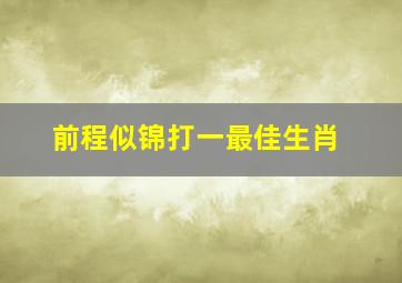 前程似锦打一最佳生肖