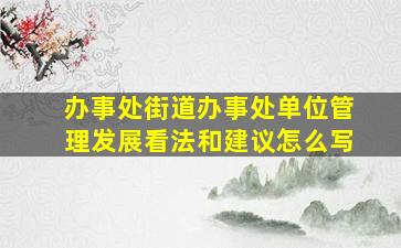 办事处街道办事处单位管理发展看法和建议怎么写