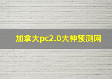 加拿大pc2.0大神预测网