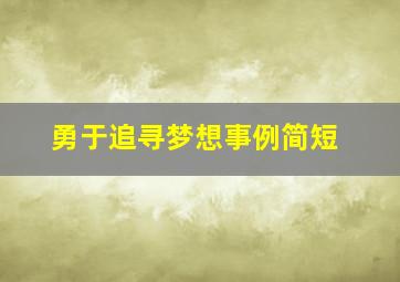 勇于追寻梦想事例简短