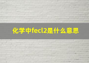 化学中fecl2是什么意思