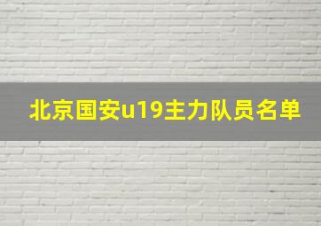 北京国安u19主力队员名单