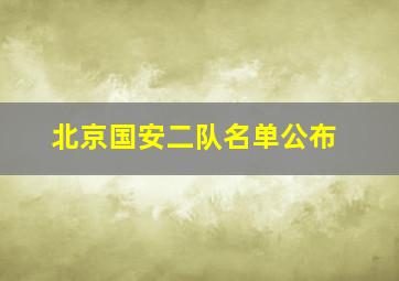 北京国安二队名单公布