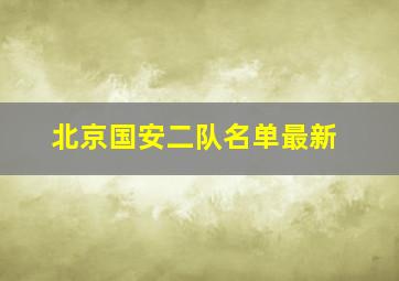 北京国安二队名单最新