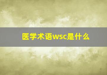 医学术语wsc是什么