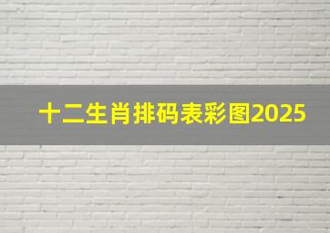 十二生肖排码表彩图2025