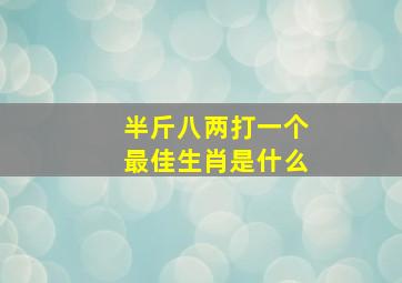 半斤八两打一个最佳生肖是什么