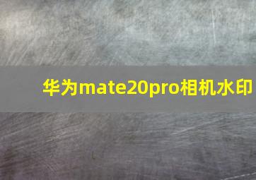 华为mate20pro相机水印