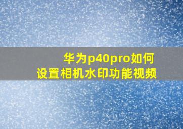 华为p40pro如何设置相机水印功能视频