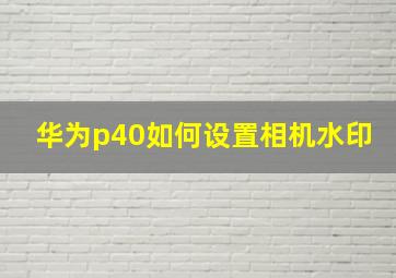 华为p40如何设置相机水印