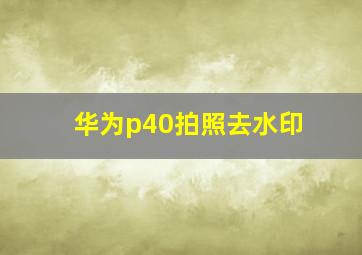 华为p40拍照去水印