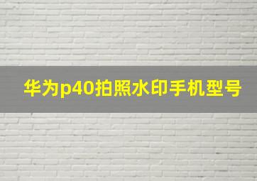 华为p40拍照水印手机型号