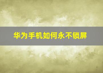 华为手机如何永不锁屏