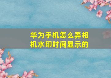 华为手机怎么弄相机水印时间显示的