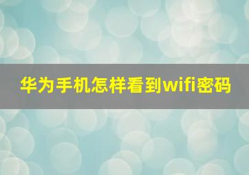 华为手机怎样看到wifi密码