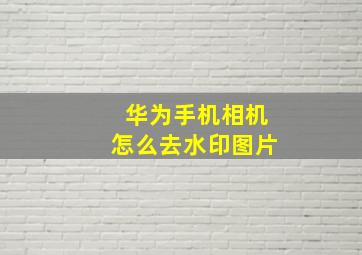 华为手机相机怎么去水印图片