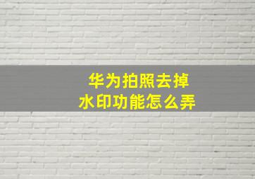 华为拍照去掉水印功能怎么弄