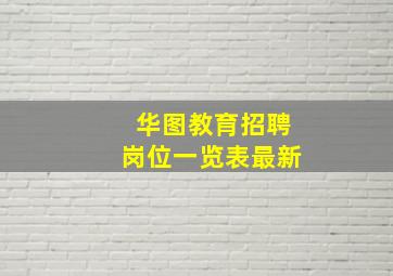 华图教育招聘岗位一览表最新