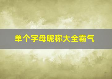 单个字母昵称大全霸气