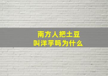 南方人把土豆叫洋芋吗为什么