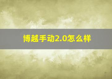 博越手动2.0怎么样