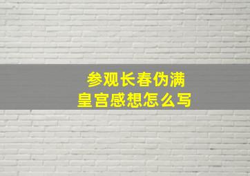 参观长春伪满皇宫感想怎么写