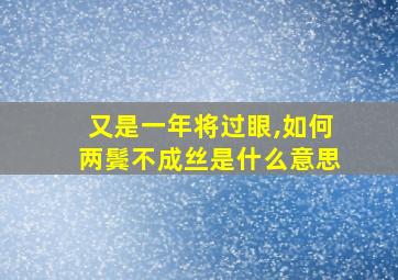 又是一年将过眼,如何两鬓不成丝是什么意思