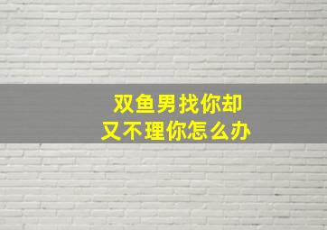 双鱼男找你却又不理你怎么办