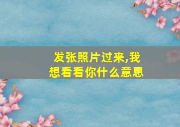 发张照片过来,我想看看你什么意思