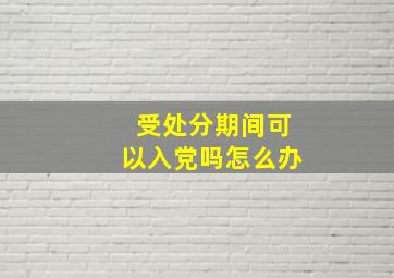 受处分期间可以入党吗怎么办