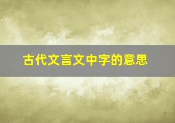 古代文言文中字的意思