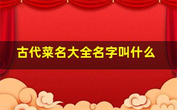 古代菜名大全名字叫什么