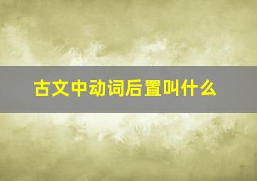 古文中动词后置叫什么