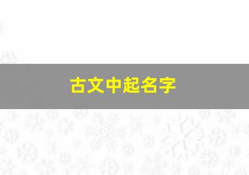 古文中起名字