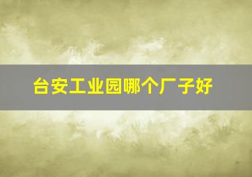 台安工业园哪个厂子好