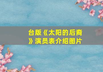 台版《太阳的后裔》演员表介绍图片