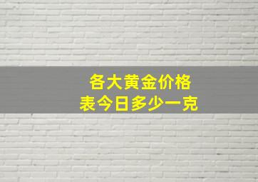 各大黄金价格表今日多少一克