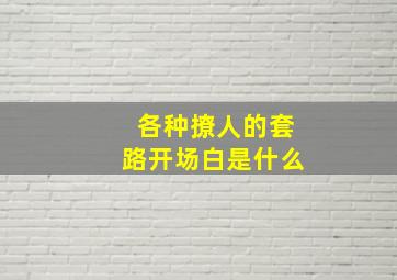 各种撩人的套路开场白是什么