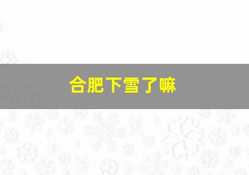 合肥下雪了嘛