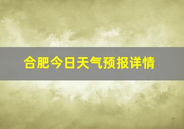 合肥今日天气预报详情