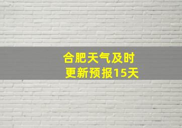 合肥天气及时更新预报15天