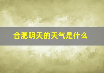 合肥明天的天气是什么