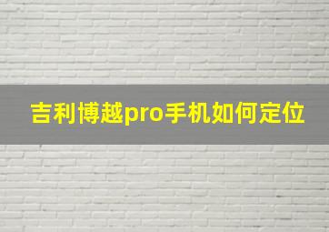 吉利博越pro手机如何定位