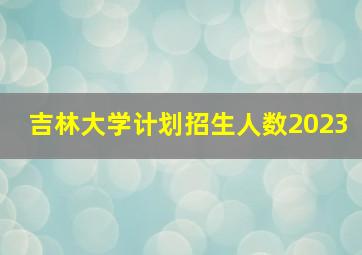 吉林大学计划招生人数2023