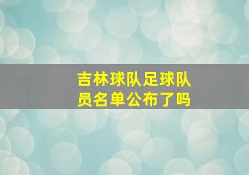 吉林球队足球队员名单公布了吗