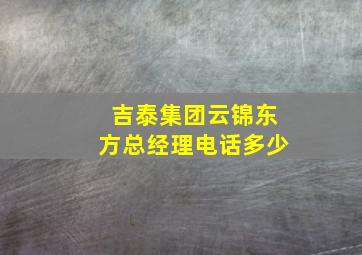 吉泰集团云锦东方总经理电话多少